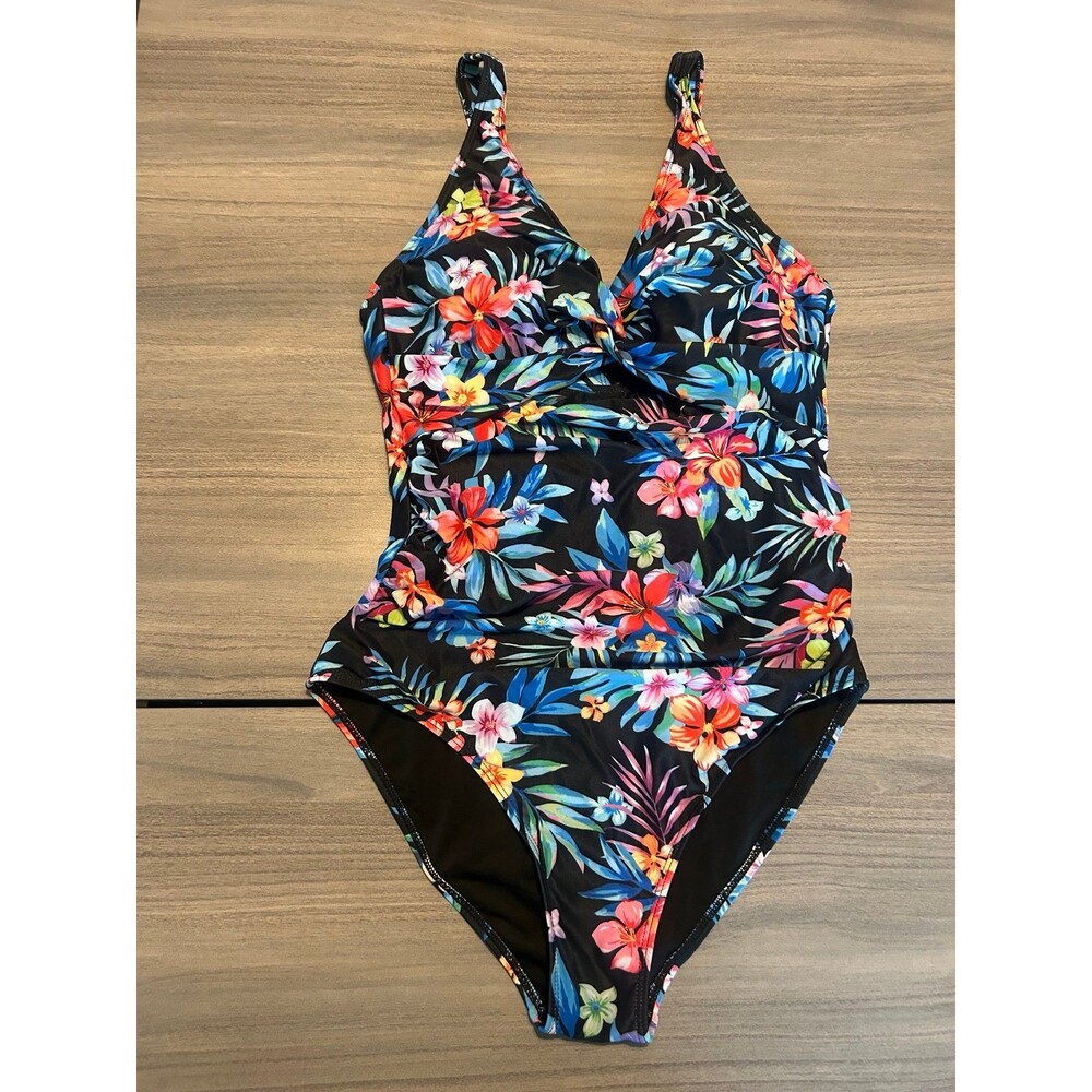 Women’s Black Tropical Holipick Swimsuit Size L
